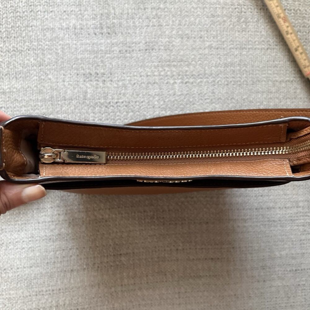 Kate Spade Leila Pebbled Leather Crossbody Purse Warm Ginger Minimalist Classic - Picture 16 of 16